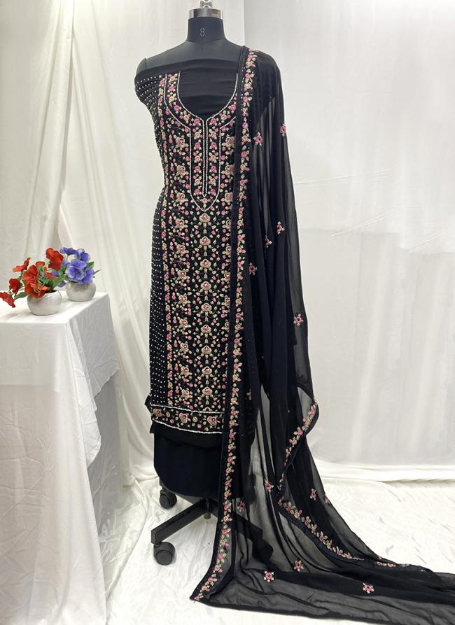 Georgette Black Festival Wear Hand Work Salwaar Suit